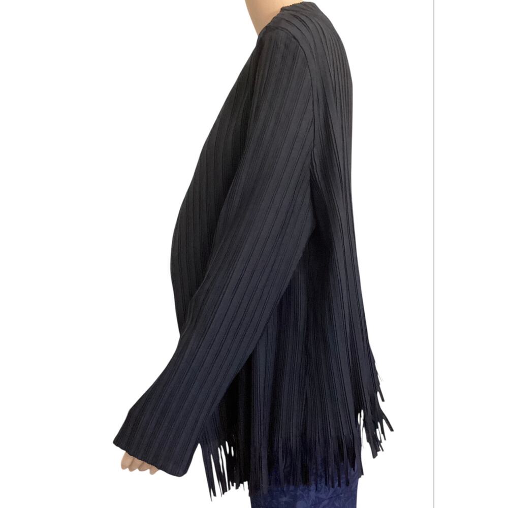 Chico's Travelers Collection Fringe Pleated Jacket black - Picture 2 of 6